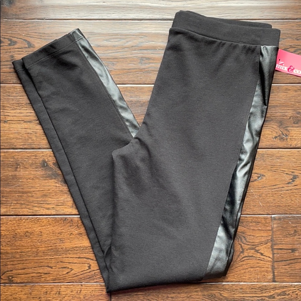 NWT Mix&co high rise pleather ponte stretchy black